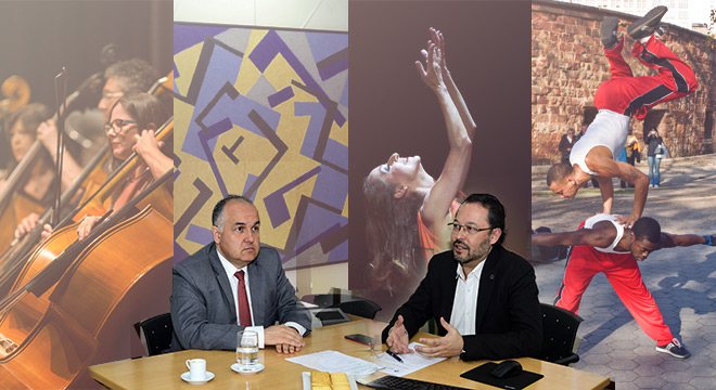 Secretário adjunto de Cultura do estado de São Paulo, Romildo Campello com o pró-reitor de Extensão e Assuntos Comunitários da Unicamp, Fernando Hashimoto: "ações conjuntas respeitando a autonomia e o papel de cada um" Secretário adjunto de Cultura do estado de São Paulo, Romildo Campello com o pró-reitor de Extensão e Assuntos Comunitários da Unicamp, Fernando Hashimoto: "ações conjuntas respeitando a autonomia e o papel de cada um"