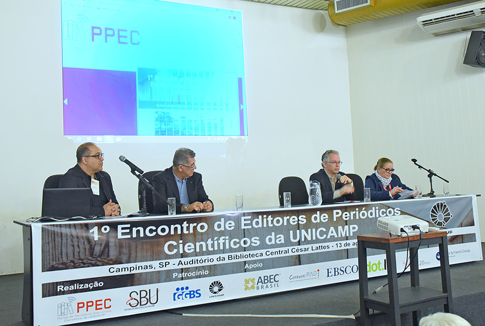 Mesa de abertura 1º Encontro de Editores Científicos da Unicamp 