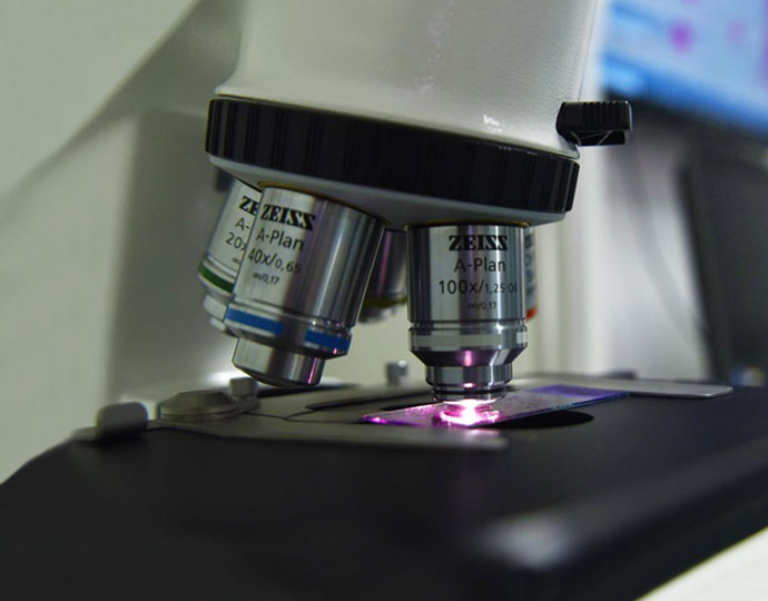 Microscópio utilizado no estudo para caracterização microbiológica | Antonio Scarpinetti Microscópio utilizado no estudo para caracterização microbiológica