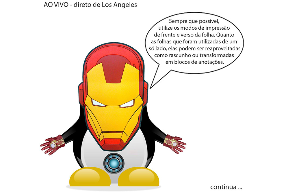 Homem de ferro Desenho de pinguim como o super-herói homem de ferro