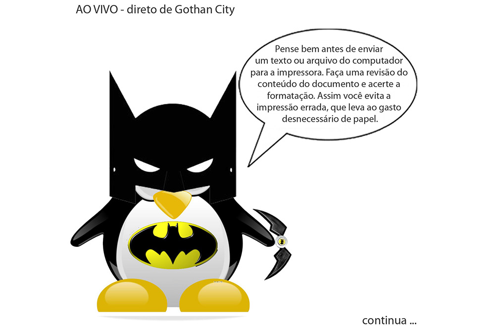 Desenho de pinguim como o super-herói Batman