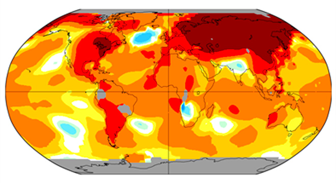 imagem do mapa mundo com demarcações das temperaturas