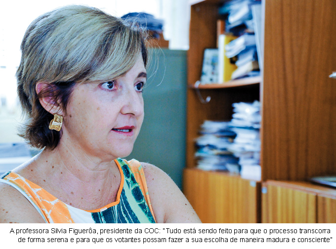 A professora Silvia Figuerôa, presidente da COC: “Tudo está sendo feito para que o processo transcorra  de forma serena e para que os votantes possam fazer a sua escolha de maneira madura e consciente”