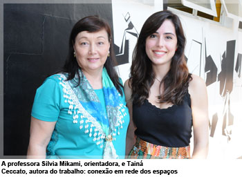 A professora Silvia Mikami, orientadora, e Tainá Ceccato, autora do trabalho: conexão em rede dos espaços