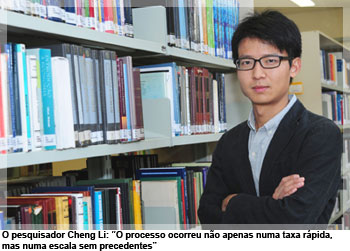 O pesquisador Cheng Li: “O processo ocorreu não apenas numa taxa rápida,  mas numa escala sem precedentes”