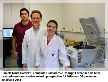 Daniela Maira Cardozo, Fernando Guimarães e Rodrigo Fernandes da Silva: realizado no Hemocentro, estudo prospectivo foi feito com 50 pacientes, de 2008 a 2014