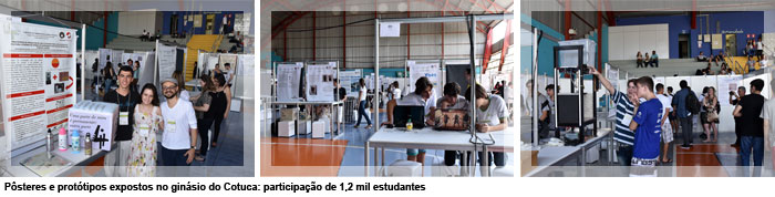 Pôsteres e protótipos expostos no ginásio do Cotuca: participação de 1,2 mil estudantes