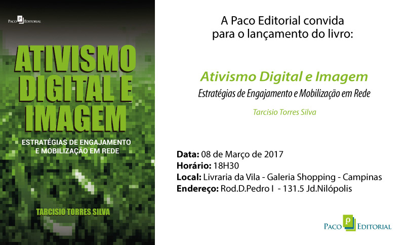 convite do lançamento do livro Ativismo digital e imagem
