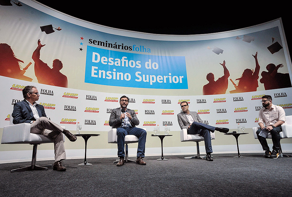 Participantes do debate promovido pela Folha de S. Paulo e Unip. Reprodução de vídeo