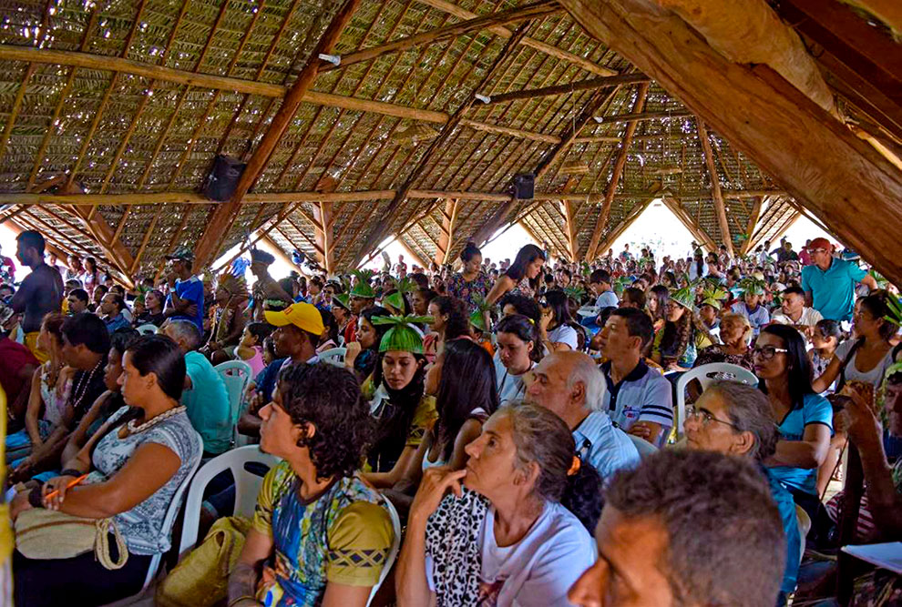 Participantes da 17ª Assembleia Xukuru do Ororubá (2017), em Pesqueira, Pernambuco