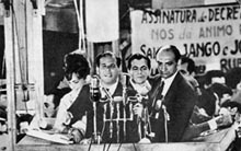 João Goulart discursa durante comício em março de 1964