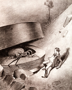  Desenhos de Alvim Corrêa para a 2a. edição de A Guerra dos Mundos, editada por L. Vandamme em Bruxelas em 1906. Coleções Especiais da Biblioteca Central/Cedae