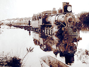 Locomotiva na Rio Grande-SP: construção da ferrovia acirrou conflito (Foto: Divulgação/Reprodução)