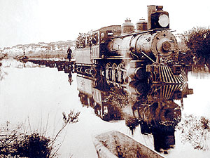 Locomotiva na Rio Grande-SP: construção da ferrovia acirrou conflito (Foto: Divulgação/Reprodução)