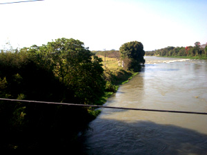 Trechos do Paraíba do Sul em Tremenbé: municípios despejam esgoto no rio sem qualquer tratamento (Foto: Divulgação)