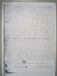 Reprodução de carta de adoção confirmada por D. João, no ano de 1820, e registrada em um dos livros de Chancelaria Régia, sob a guarda do Arquivo Nacional da Torre do Tombo, em Lisboa