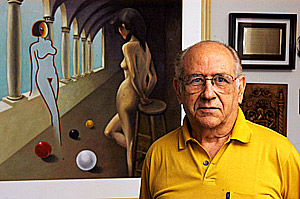 Bernardo Caro diante de uma tela recente: fotografia é um de seus últimos registros (Fotos: Antoninho Perri/Reprodução)