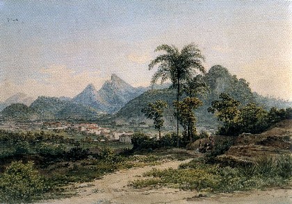 Vista do Catete no Rio de Janeiro. Aquarela e lápis de Ender.