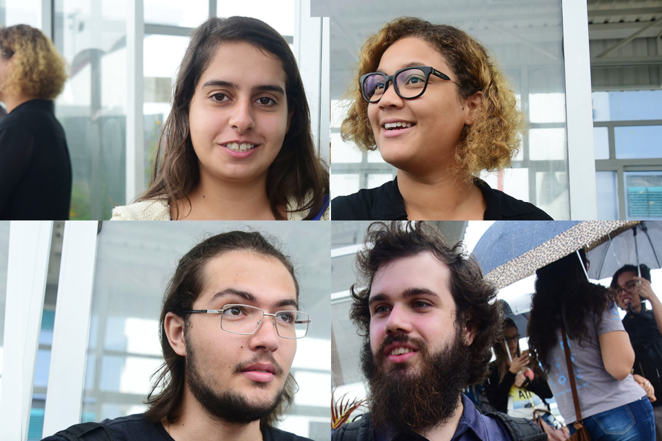 Fotos com quatro candidatos a uma vaga aos cursos da Unicamp Montagem com fotos de quatro candidatos ao vestibular da Unicamp