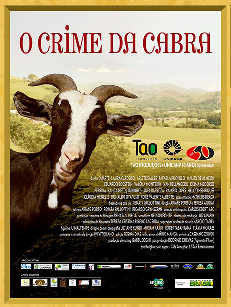 Cartaz do filme: no primeiro plano a cabeça de uma cabra