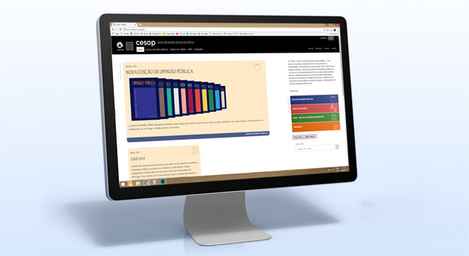 Novo site do Cesop está na tela do computador em arte