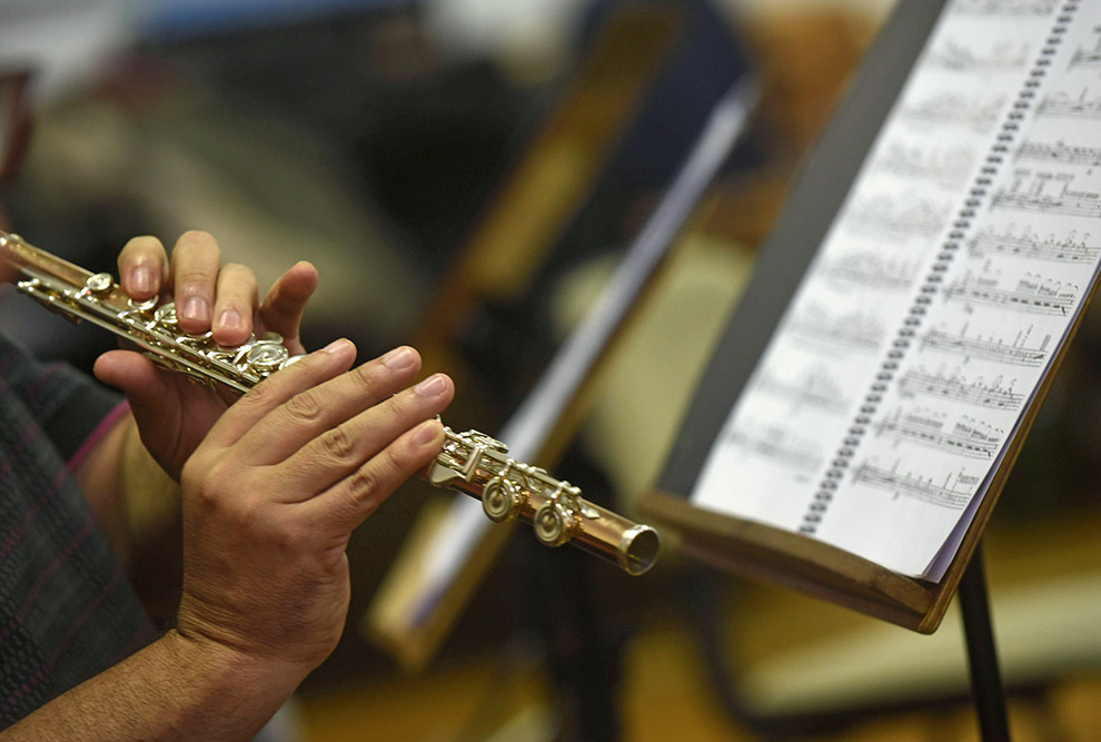 Instrumento de sopro e partitura