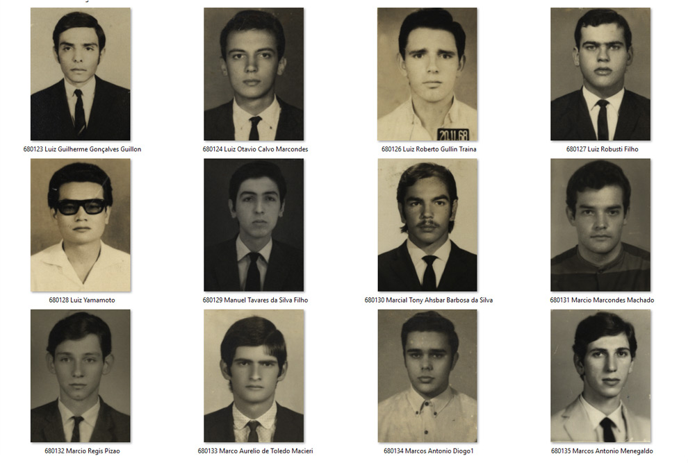 3X4 dos alunos da turma de 1968, arquivo Siarq