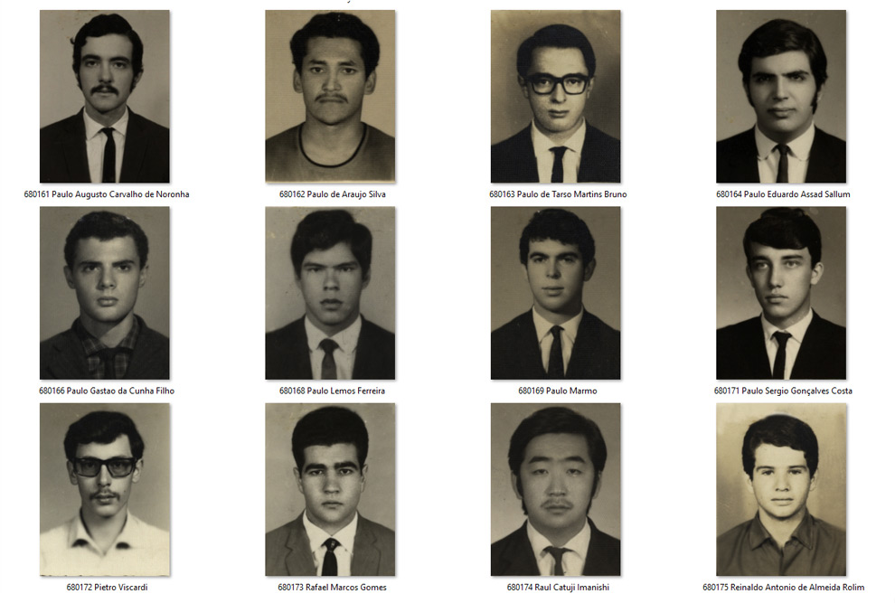 3X4 dos alunos da turma de 1968, arquivo Siarq