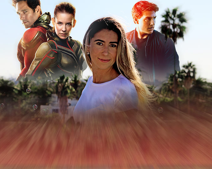 Tatiane Leite entre personagens dos filmes que trabalhou recentemente Montagem
