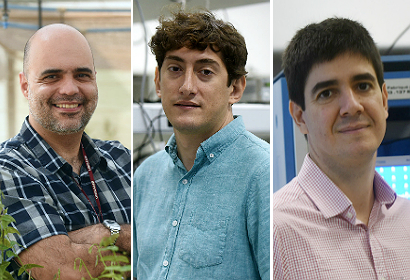 Jovens professores da Unicamp membros da ABC Foto mostra os três professores da Unicamp em uma montagem