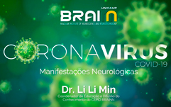 Vídeo explica as manifestações neurológicas da doença de forma clara banner do Cepid Brainn com imagens do coronavírus