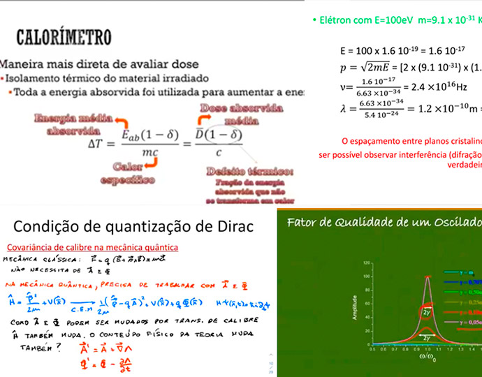 Vários gráficos com cálculos da Física