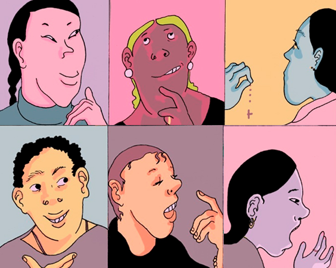 audiodescrição: ilustração colorida de diversos rostos de pessoas desenhados