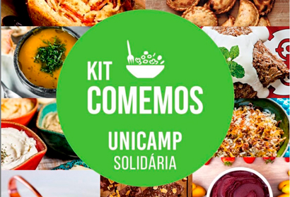 Projeto COMEMOS: parceria com Unicamp Solidária para compra de cestas básicas audiodescrição: imagem de divulgação projeto