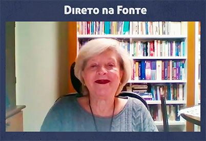 Professora Anita Liberalesso Neri audiodescrição: frame da entrevista realizada com a professora Anita Liberalesso Neri
