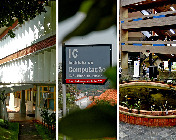 montagem de fotos mostra as fachadas da feec, do instituto de computação e do imecc
