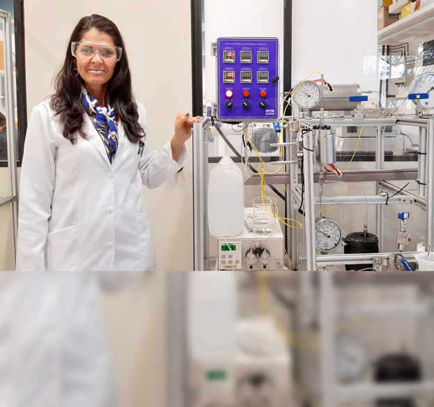 A indústria de alimentos é a que mais produz resíduos sólidos em sua linha de produção e muitas tecnologias vêm sendo desenvolvidas com o propósito de tratar esses rejeitos Pesquisadora manipula equipamentos em laboratório