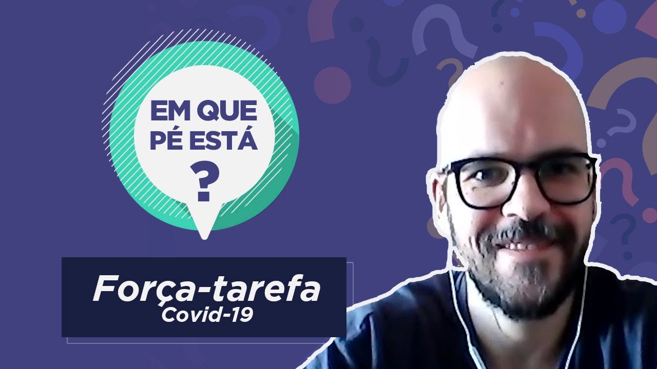 Capa do programa onde aparece o nome Em que pé está e a foto do entrevsitado