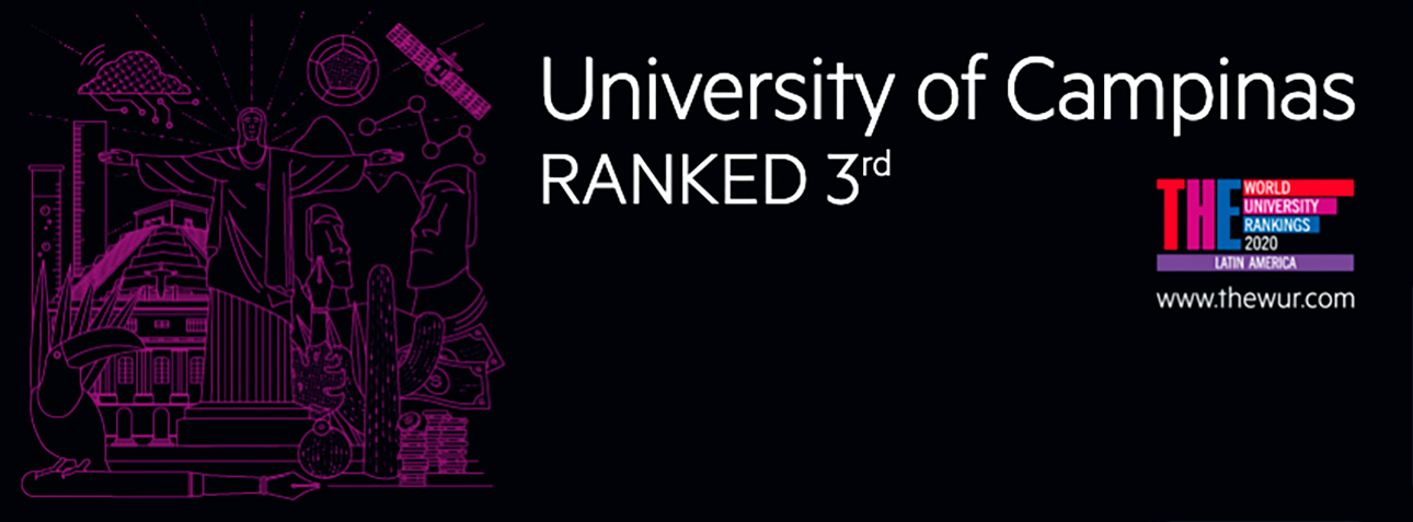 Unicamp foi classificada como terceira melhor universidade da América Latina audiodescrição: ilustração de divulgação do ranking