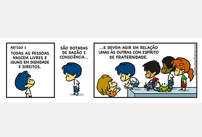 tirinha do personagem Armandinho sobre Direitos Humanos