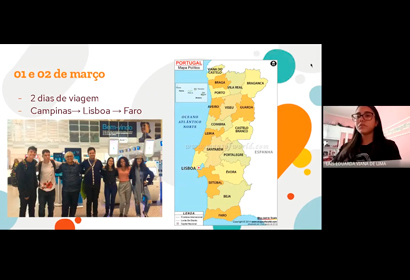 imagem do vídeo em que mostra o mapa de Portugal e o grupo que foi para Algarve
