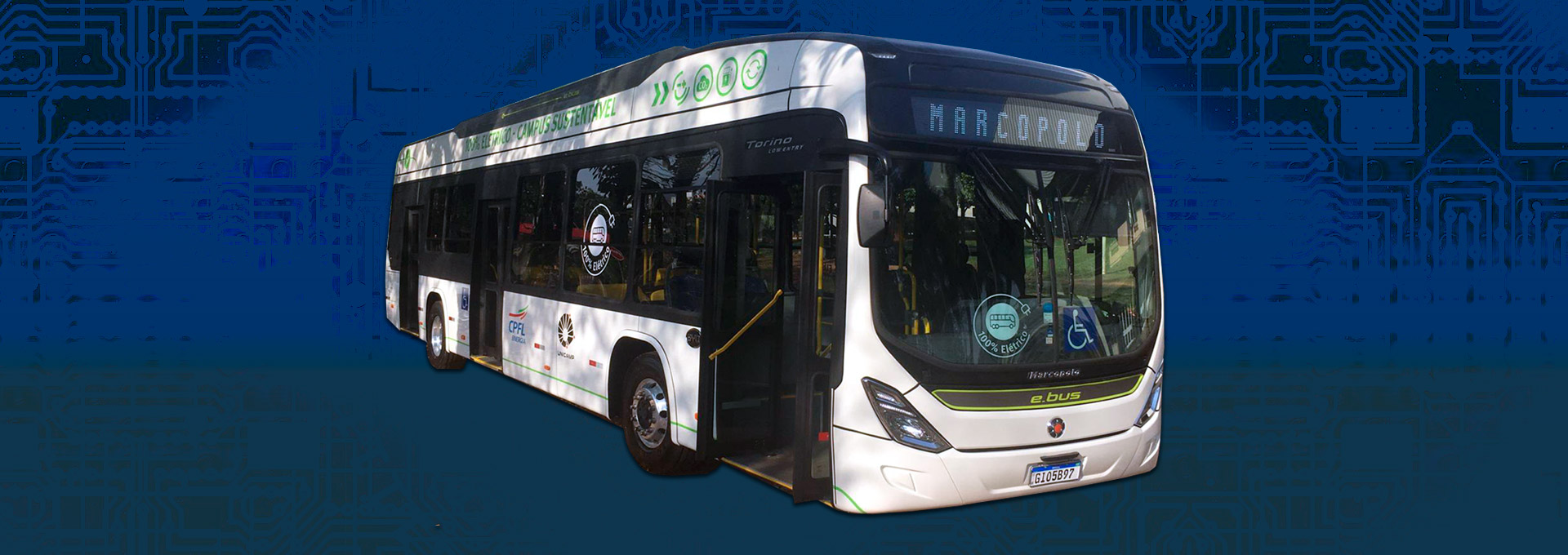 foto do ônibus elétrico que está circulando pelo campus de Campinas
