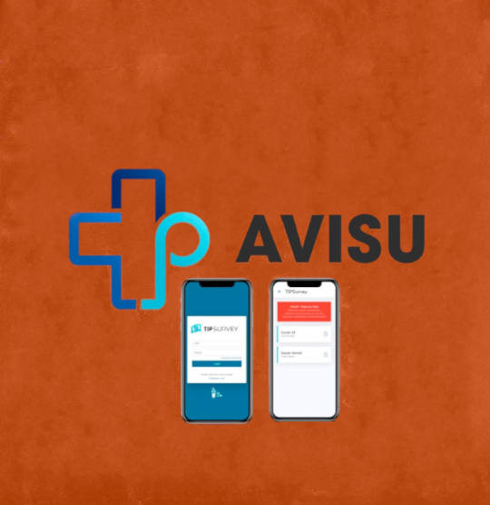 Aplicativo de Vigilância em Saúde da Unicamp audiodescrição: ilustração com imagens de celulares e do aplicativo avisu