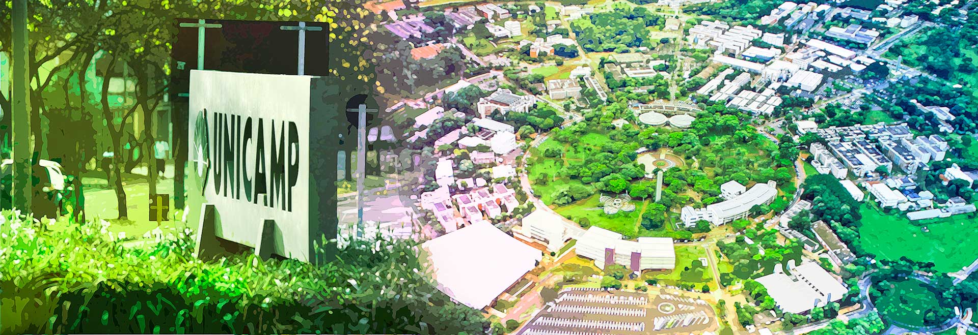 Na primeira fase, quantidade máxima de servidores que retornam é de 20%. Confira as respostas para principais dúvidas montagem estilizada mostra à esquerda a placa de entrada da unicamp e, à direita, uma vista superior do campus