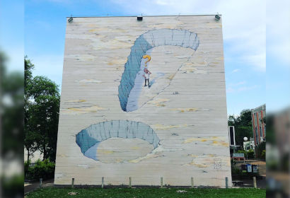 Reitor inaugura nesta terça-feira (10) o grafite produzido pelo ex-aluno, ganhador do Prêmio Bunge 2019 Foto da obra feita por Paulo Ito em parede do Instituto de Artes