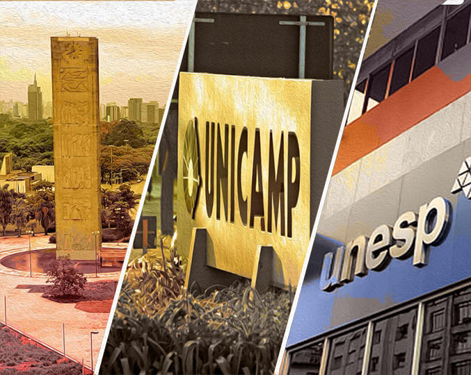 "É uma decisão histórica e das mais importantes desde a conquista da autonomia", analisa o reitor Antonio Meirelles arte mostra montagem de fotos com imagens da usp, da unicamp e da unesp