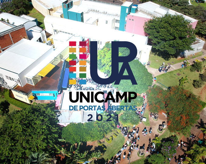 audiodescrição: fotografia colorida de imagem aérea do campus e sobreposta a ela há a logo da UPA 2021