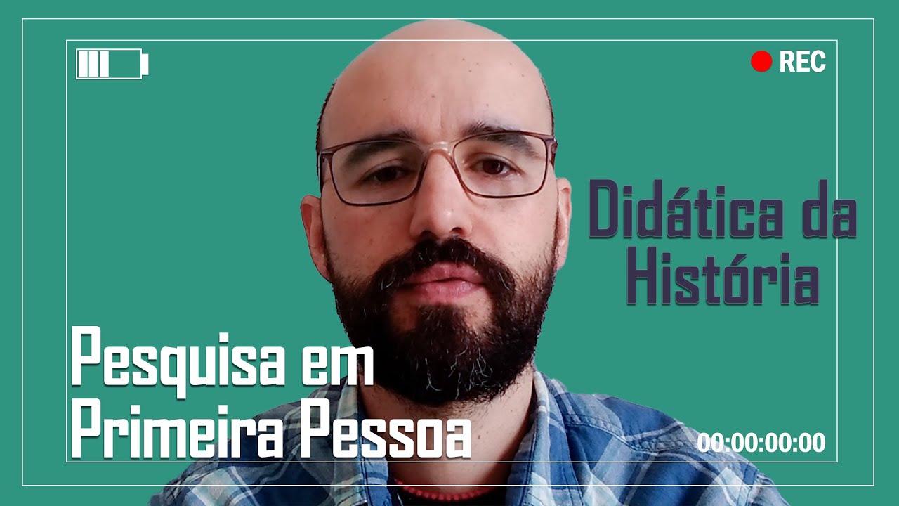 A capa do programa tem a foto do pesquisador e o titulo do programa. O fundo é verde e o título do episódio é "Didática da História"