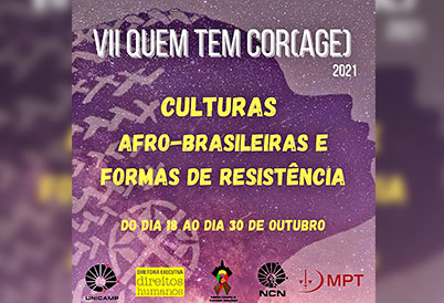 "Quem Tem Cor(Age)" reúne pesquisadores, ativistas e artistas de diversas regiões. Evento vai até 30 de outubro imagem mostra banner de divulgação do evento