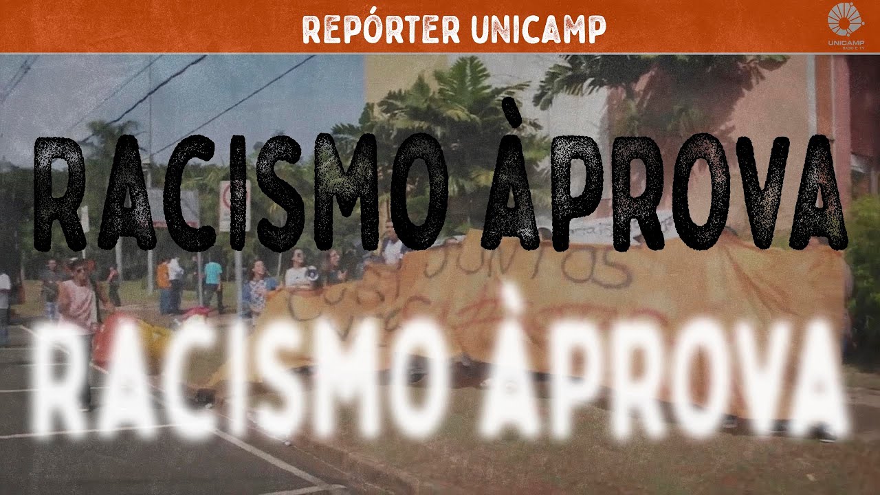audiodescrição: capa do programa Repórter Unicamp, com os dizeres "racismo àprova"
